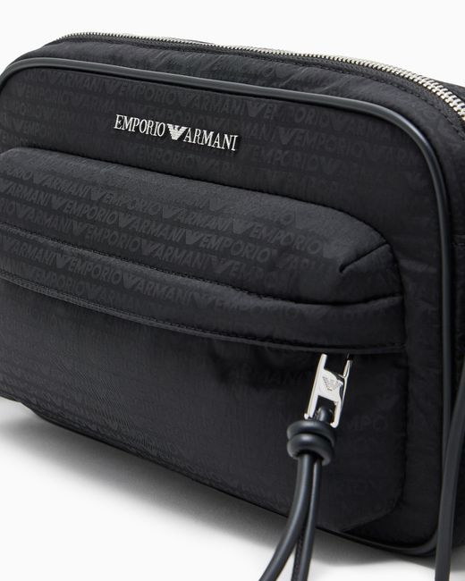 Emporio Armani Black Nylon Camera Case With Monogram Lettering for men