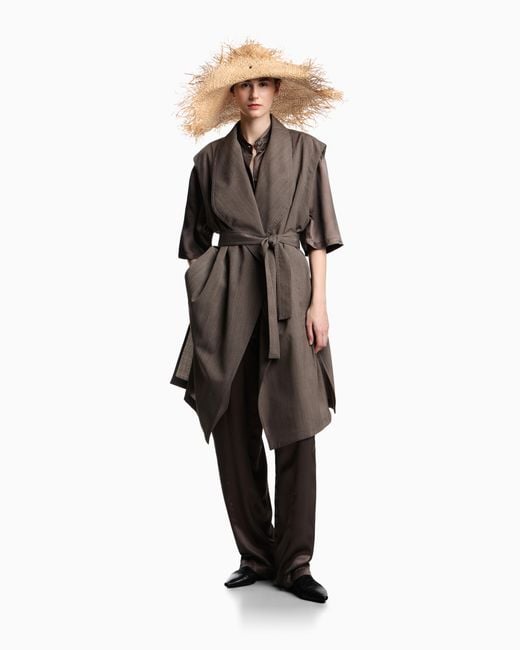 Emporio Armani Brown Viscose Twill Trousers