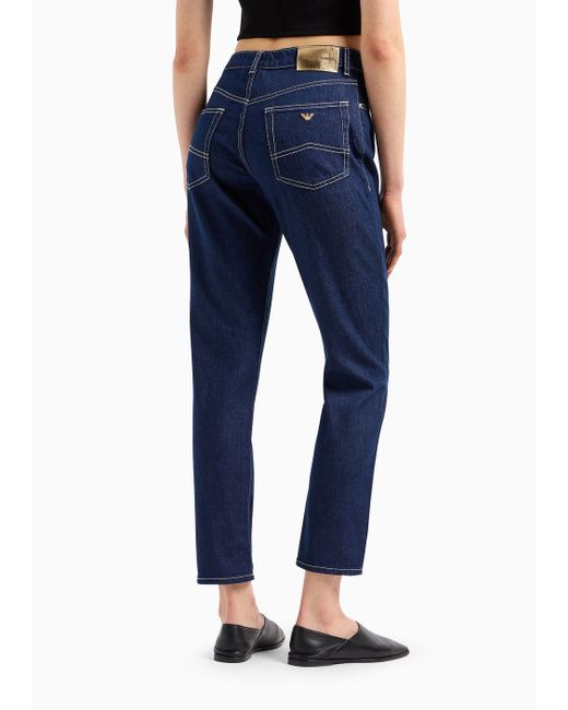 Emporio Armani Blue Jeans J36 Mit Mittelhohem Bund Und Geradem Bein Aus Rinse-denim