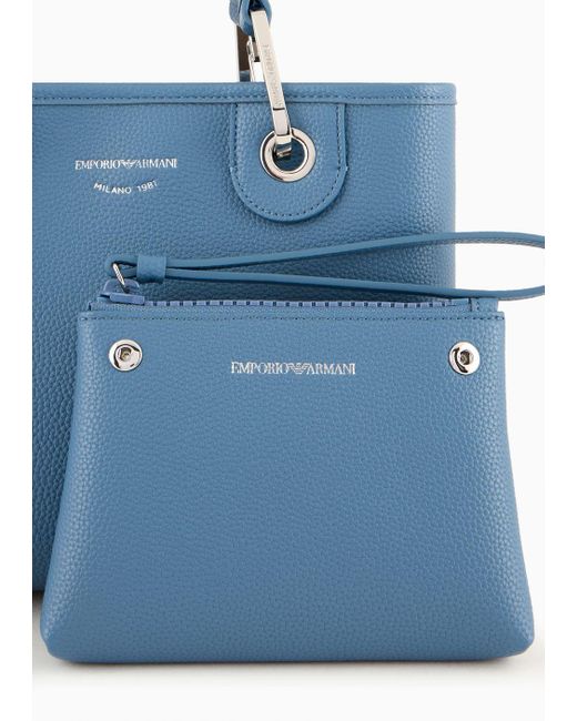 Emporio Armani Blue Myea Bag Small Shopper Bag With Deer Print