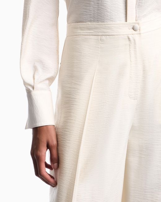Emporio Armani White Wide-Leg Trousers