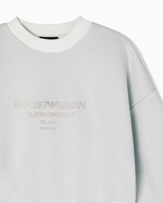 Emporio Armani White Lurex Jersey Sweatshirt With Shiny Logo