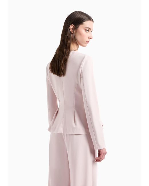Emporio Armani Pink Flared Single-breasted Jacket In Stretch Milano-stitch Fabric