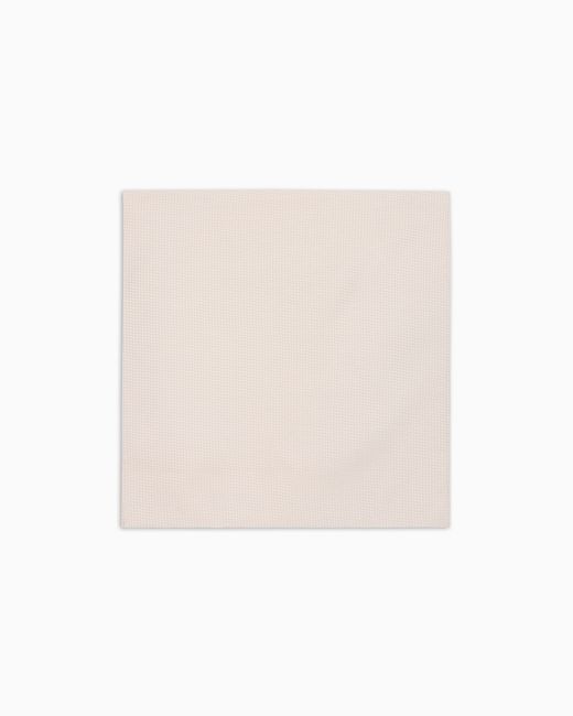 Emporio Armani White Micro-Textured Pure Silk Pocket Square for men