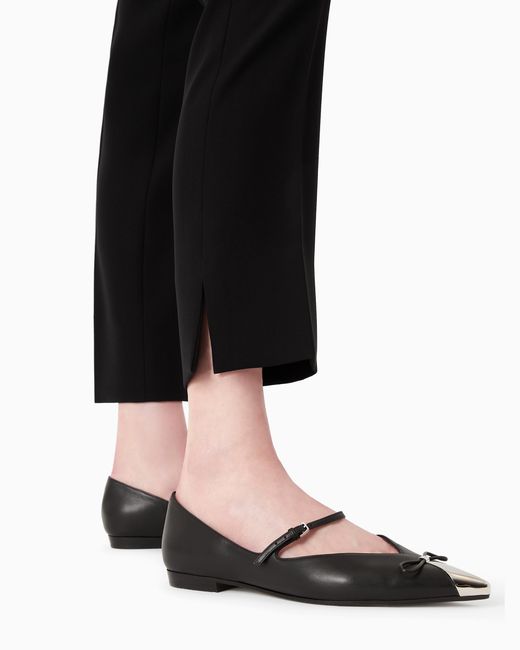 Emporio Armani Black Cropped Trousers With Flared Hem