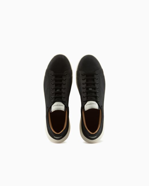 Emporio Armani Sneaker Aus Nubukleder Mit Profilierter Sohle in Black für Herren