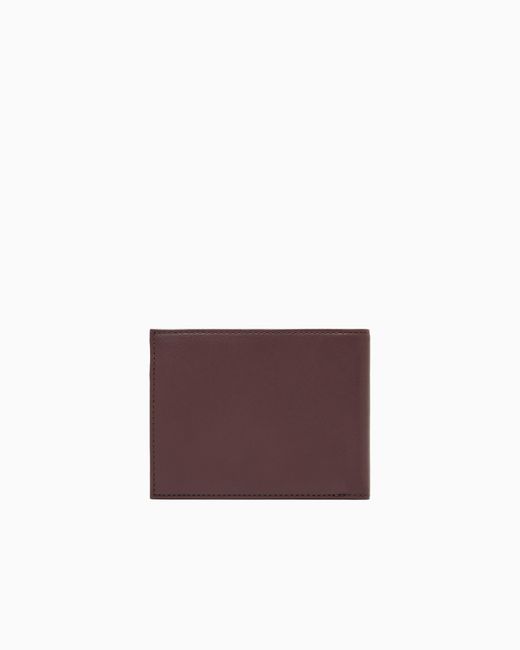 Emporio Armani Purple Leather Bifold Wallet With A Metal Logo And A Coin Pocket for men
