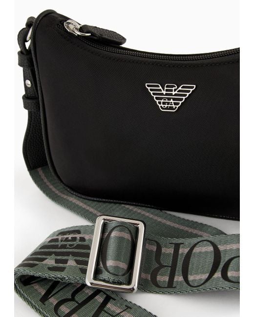 Emporio Armani Black Asv Recycled Nylon Baguette Bag With Eagle Plaque