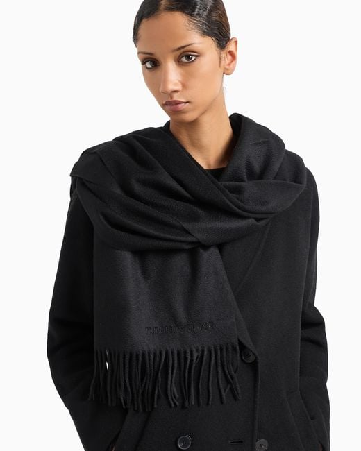 Emporio Armani Black Casentino Cashmere Scarf