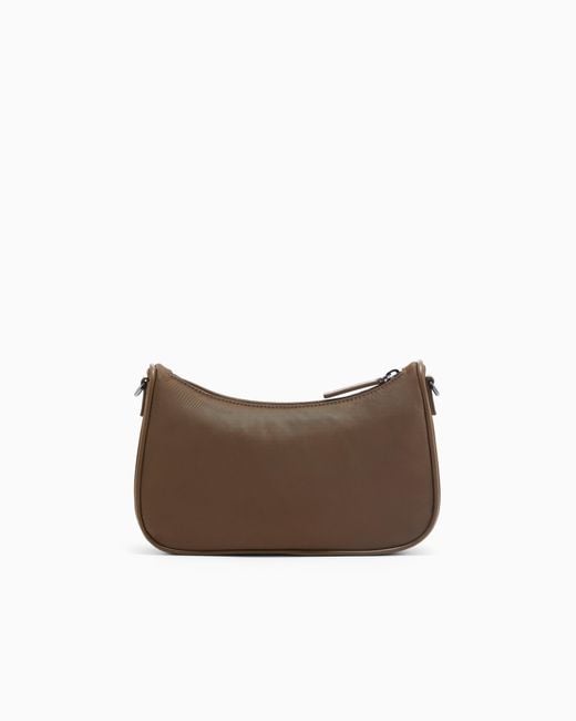 Emporio Armani Brown Recycled Shoulder Bag With A Zip Closure And Logo Strap for men