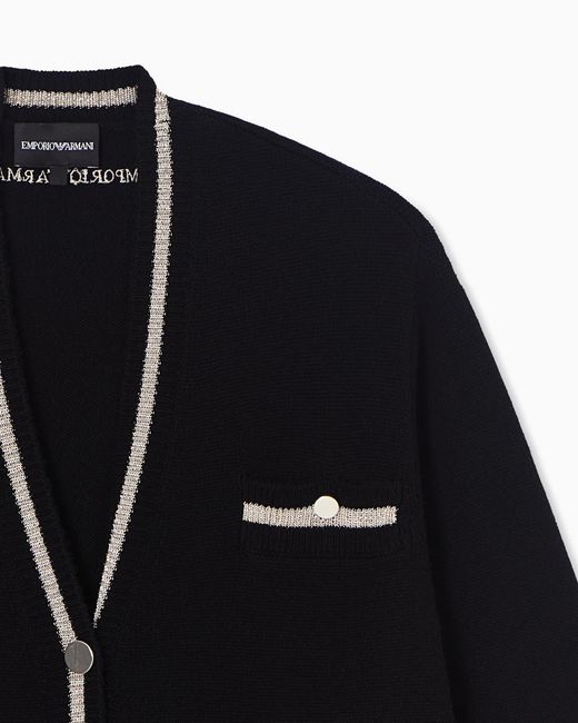 Emporio Armani Black Lunar New Year Wool And Cashmere Blend Cardigan