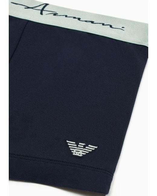 Emporio Armani Blue Soft Modal Boxer Briefs With Signature Logo for men