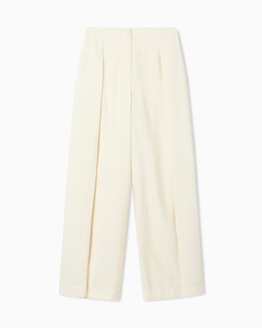 Emporio Armani White Wide-Leg Trousers