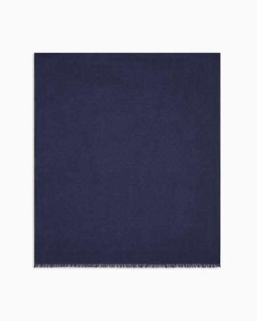 Emporio Armani Blue Modal And Cotton Stole With All-Over Jacquard Logo for men