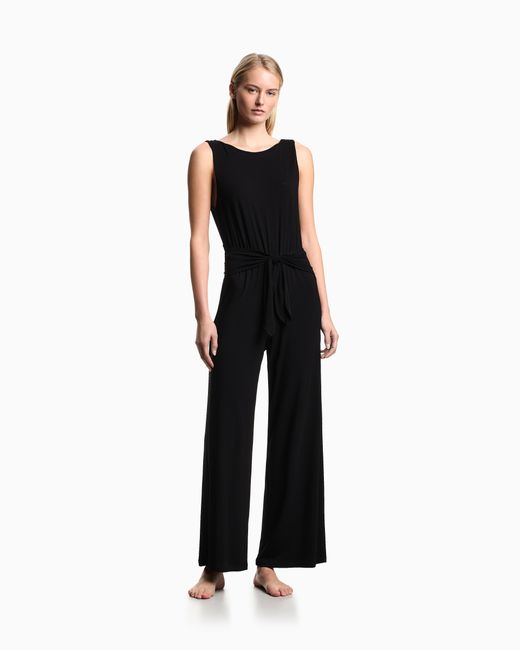 Emporio Armani Black Jersey Beachwear Jumpsuit