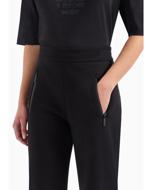 Emporio Armani Black Double Jersey Trousers With Heat-sealed Zip