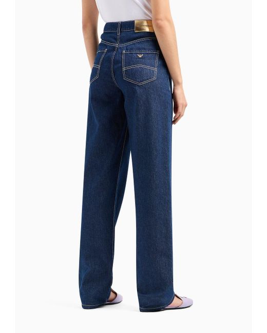 Emporio Armani Blue J4b Mid-rise Straight-leg, Rinsed-denim Jeans