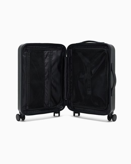Emporio Armani Black Abs Carry-On Case With Saffiano Detail And Eagle Plate for men
