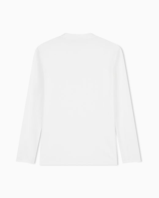 Emporio Armani White Slim-Fit Pima Jersey Jumper With Printed Logo for men