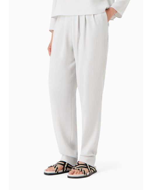 Emporio Armani Gray Darted, High-waisted Trousers In Techno Cady