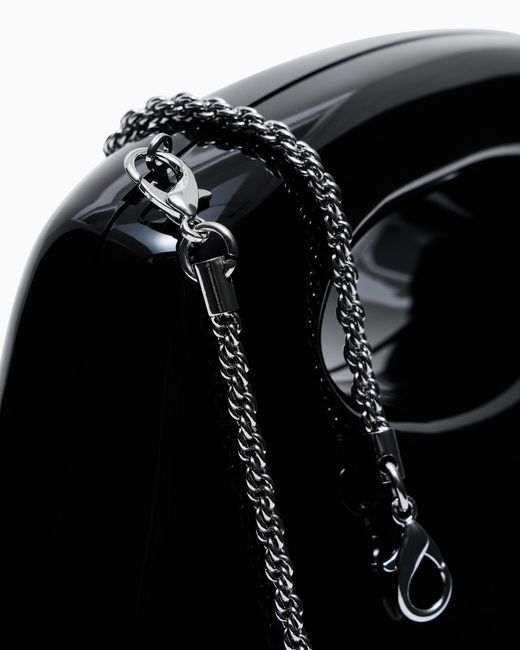 Emporio Armani Black Shiny Pvc Clutch Bag With Shoulder Strap