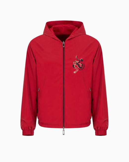 Emporio Armani Red Reversible Hooded Blouson for men