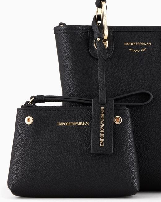 Emporio Armani Black Deer-Print Myea Vertical Shopper Bag