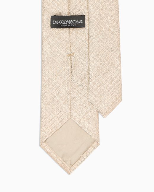 Emporio Armani White Pure Silk Tie With Jacquard Motif for men