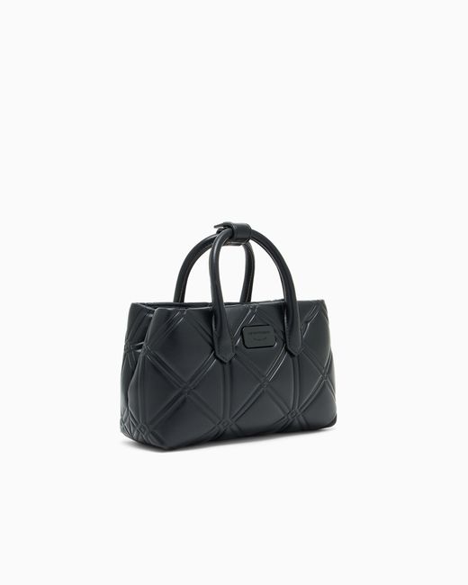 Emporio Armani Blue Nappa Leather-Effect Mini Bag With Embossed Motif