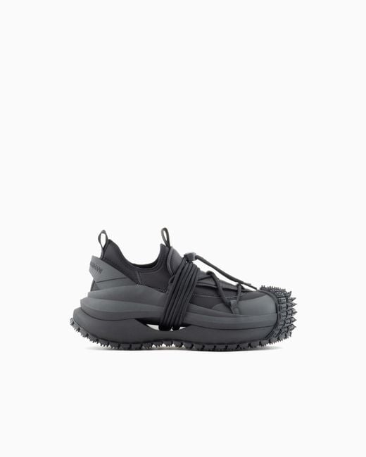 Emporio Armani Blue Nylon Sneakers With Scuba Details And Drawstring for men