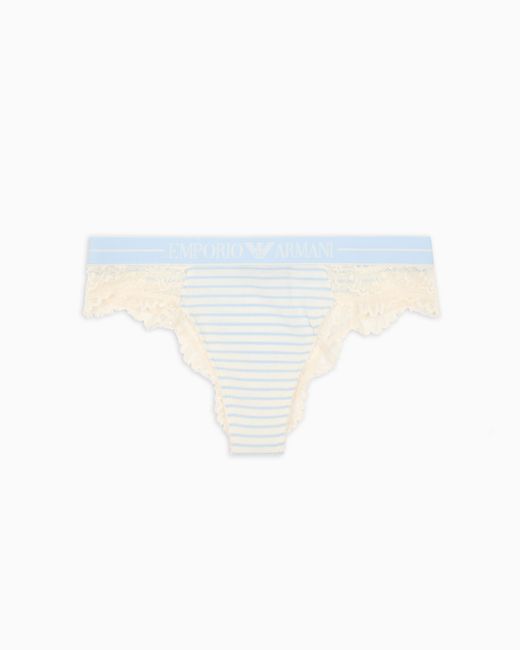 Emporio Armani White Asv Ribbed Recycled-Jersey Brazilian Briefs