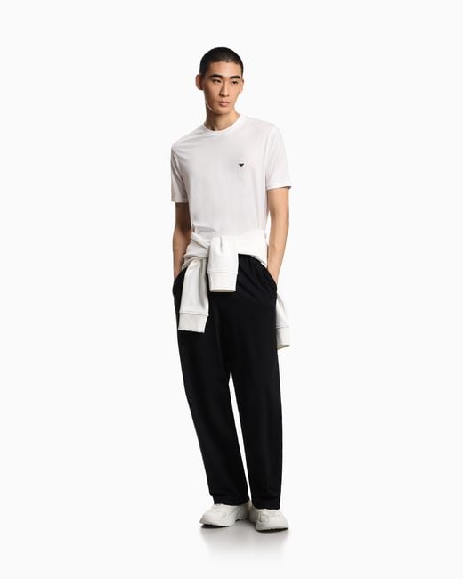 Emporio Armani Black Jersey Trousers With An Elasticated Waist for men
