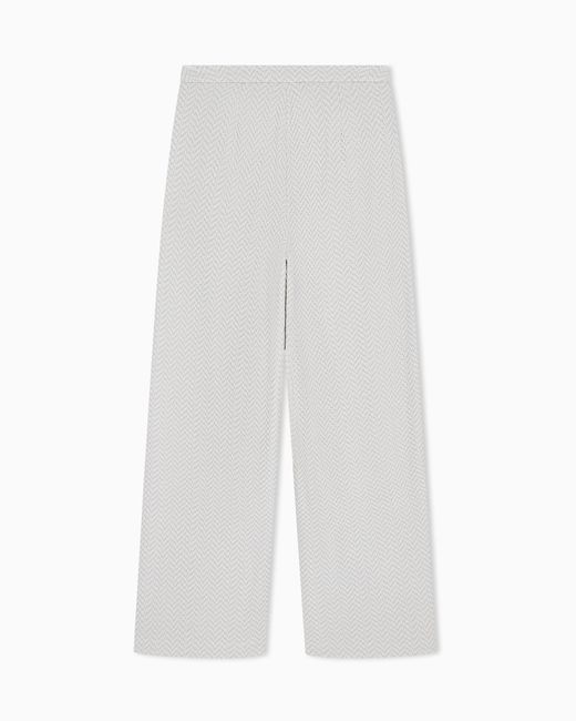 Emporio Armani White Chevron Jacquard Jersey Pants Signature Capsule
