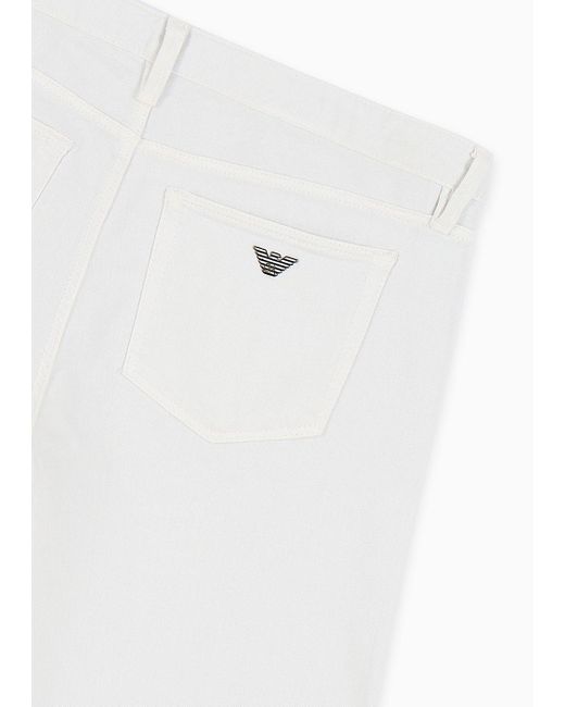Emporio Armani White J75 Slim-fit Jeans In Garment-dyed Comfort Denim for men
