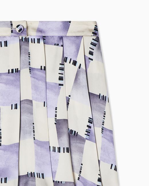 Emporio Armani White Check Print Satin Culottes