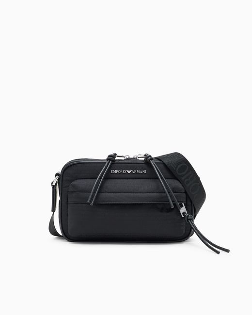 Emporio Armani Black Nylon Camera Case With Monogram Lettering for men