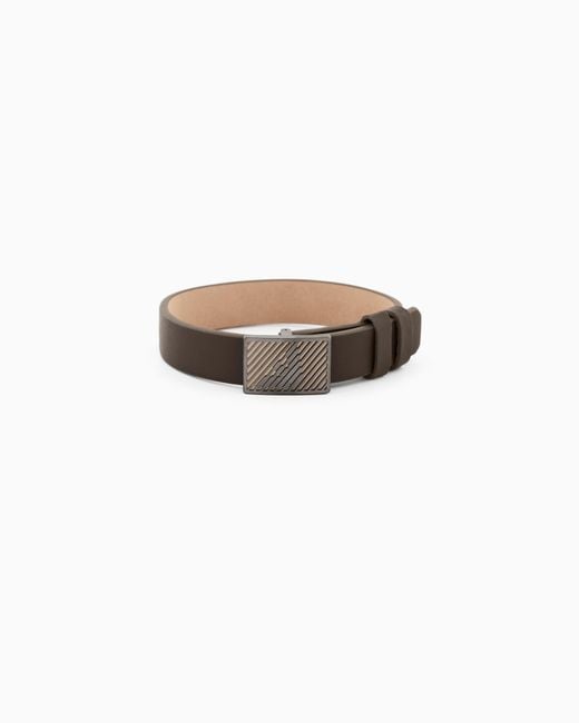 Emporio Armani White Leather Id Bracelet for men
