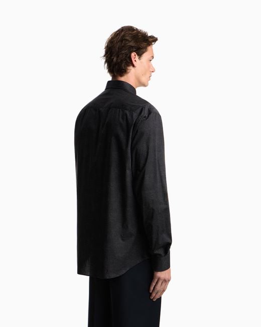 Emporio Armani Blue Shirt With All-Over Micro-Pattern Print for men