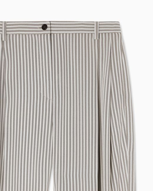 Emporio Armani Gray Icon Striped Fluid Crêpe Darted Trousers