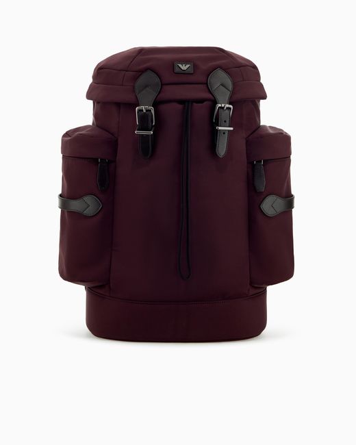 Emporio Armani Purple Backpack With Side Pockets And A Top Flap With Metal Buckles for men