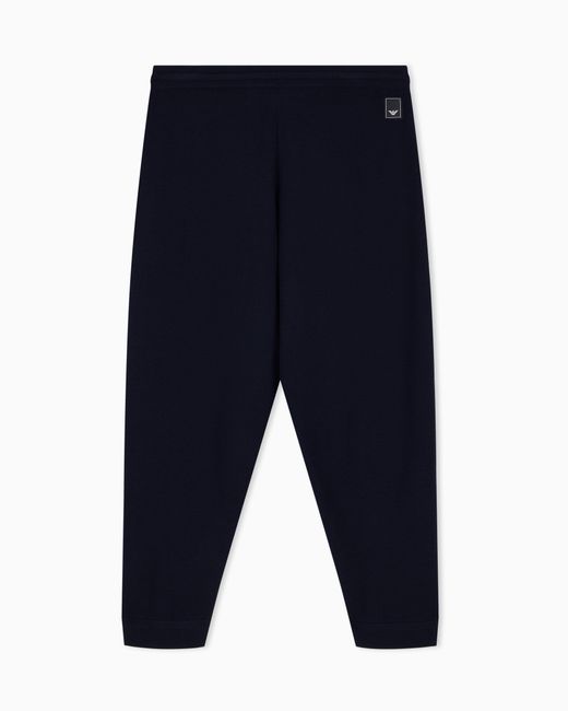 Emporio Armani Blue Virgin Wool Jogger Pants Travel Essential for men