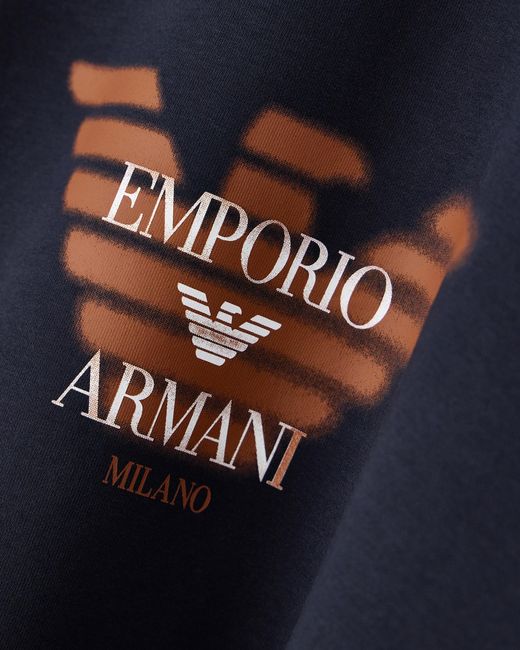 Emporio Armani Blue Double Jersey Sweatshirt With Logo for men