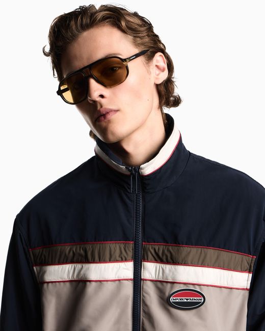 Blouson Réversible Avec Fermeture Entièrement Zippée, En Nylon Avec Écusson Logo Caoutchouté Emporio Armani pour homme en coloris Blue