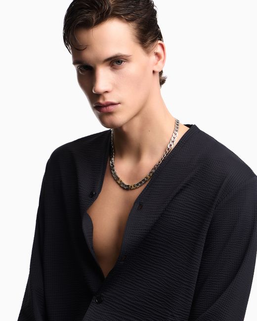 Emporio Armani Metallic Stainless Steel Chain Necklace for men