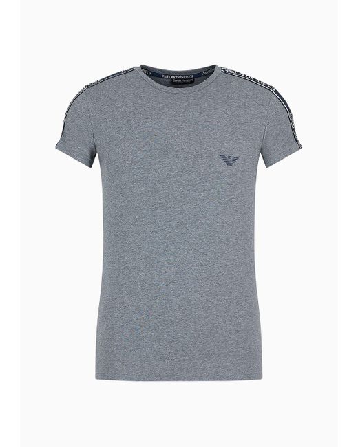 Camiseta De Estar Por Casa Slim Fit De Algodón Orgánico Con Banda Con Logotipo Asv Emporio Armani de hombre de color Gray