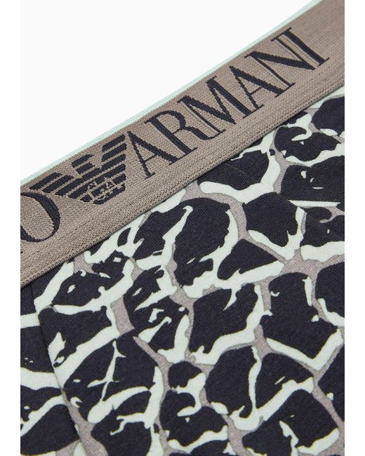 Emporio Armani Eng Anliegende Boxershorts Mit Allover-camouflage-print in Black für Herren