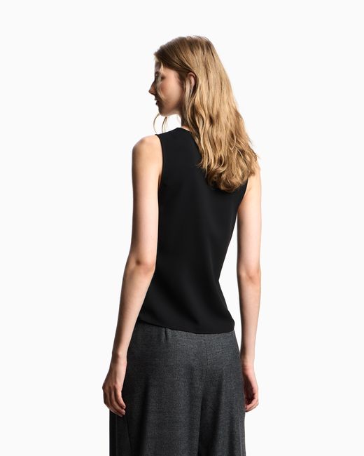Emporio Armani Black Top Mit Drapierung Aus Fließendem Crêpe