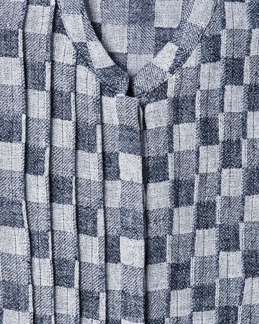 Emporio Armani Blue Check Linen Gauze Shirt