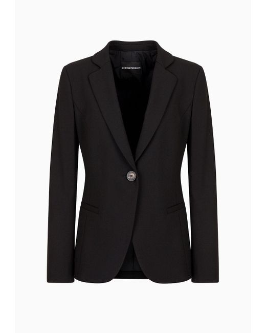 Emporio Armani Black Barathea-wool Single-breasted Jacket