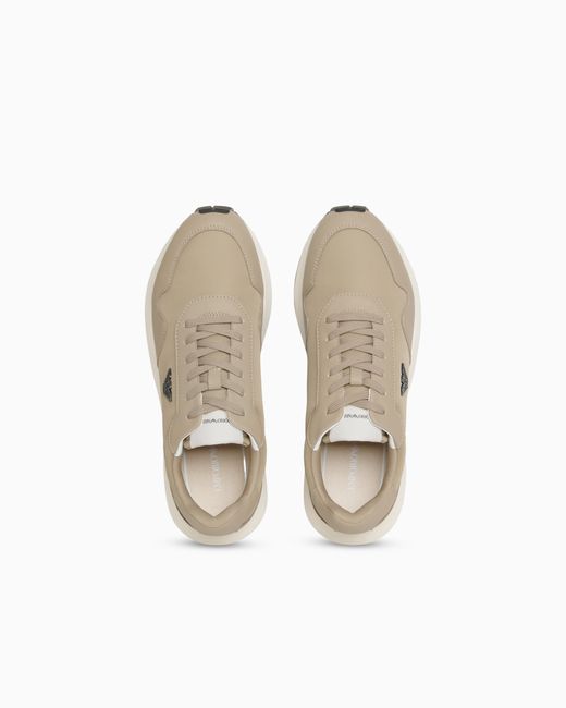 Emporio Armani White Recycled Nylon Sneakers With Regenerated Saffiano Details for men